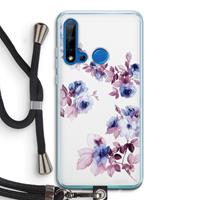 CaseCompany Waterverf bloemen: Huawei P20 Lite (2019) Transparant Hoesje met koord