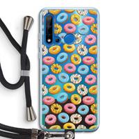 CaseCompany Pink donuts: Huawei P20 Lite (2019) Transparant Hoesje met koord