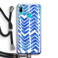 CaseCompany Blauwe pijlen: Huawei P Smart (2019) Transparant Hoesje met koord