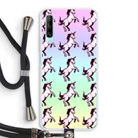 CaseCompany Musketon Unicorn: Huawei P Smart Pro Transparant Hoesje met koord