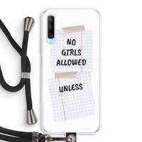 CaseCompany No Girls Allowed Unless: Huawei P Smart Pro Transparant Hoesje met koord