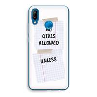 CaseCompany No Girls Allowed Unless: Huawei P20 Lite Transparant Hoesje