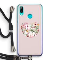 CaseCompany GRL PWR Flower: Huawei P Smart (2019) Transparant Hoesje met koord