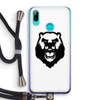 CaseCompany Angry Bear (white): Huawei P Smart (2019) Transparant Hoesje met koord