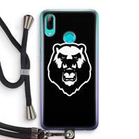 CaseCompany Angry Bear (black): Huawei P Smart (2019) Transparant Hoesje met koord