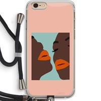 CaseCompany Orange lips: iPhone 6 PLUS / 6S PLUS Transparant Hoesje met koord