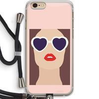 CaseCompany Red lips: iPhone 6 PLUS / 6S PLUS Transparant Hoesje met koord