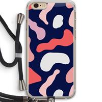 CaseCompany Memphis Shapes Pink: iPhone 6 PLUS / 6S PLUS Transparant Hoesje met koord