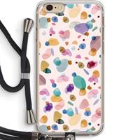 CaseCompany Terrazzo Memphis Pink: iPhone 6 PLUS / 6S PLUS Transparant Hoesje met koord