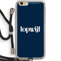 CaseCompany Topwijf Navy: iPhone 6 PLUS / 6S PLUS Transparant Hoesje met koord