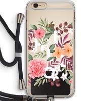 CaseCompany Hello in flowers: iPhone 6 PLUS / 6S PLUS Transparant Hoesje met koord