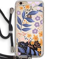 CaseCompany Flowers with blue leaves: iPhone 6 PLUS / 6S PLUS Transparant Hoesje met koord