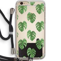 CaseCompany Monstera leaves: iPhone 6 PLUS / 6S PLUS Transparant Hoesje met koord
