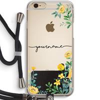 CaseCompany Gele bloemen: iPhone 6 / 6S Transparant Hoesje met koord