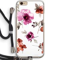 CaseCompany Geschilderde bloemen: iPhone 6 / 6S Transparant Hoesje met koord