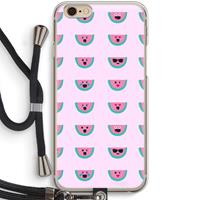 CaseCompany Smiley watermeloenprint: iPhone 6 / 6S Transparant Hoesje met koord