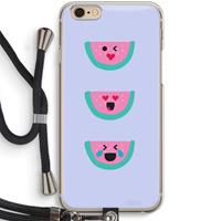 CaseCompany Smiley watermeloen: iPhone 6 / 6S Transparant Hoesje met koord
