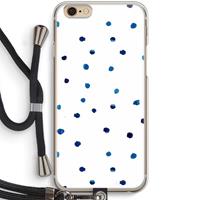 CaseCompany Blauwe stippen: iPhone 6 / 6S Transparant Hoesje met koord