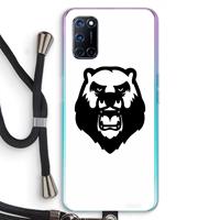 CaseCompany Angry Bear (white): Oppo A92 Transparant Hoesje met koord