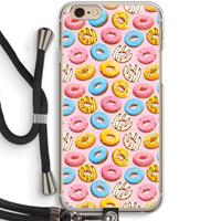 CaseCompany Pink donuts: iPhone 6 / 6S Transparant Hoesje met koord