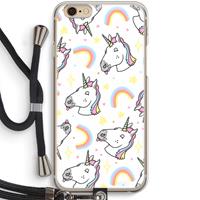 CaseCompany Rainbow Unicorn: iPhone 6 / 6S Transparant Hoesje met koord