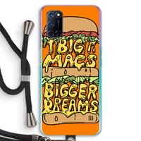 CaseCompany Big Macs Bigger Dreams: Oppo A92 Transparant Hoesje met koord