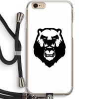 CaseCompany Angry Bear (white): iPhone 6 / 6S Transparant Hoesje met koord