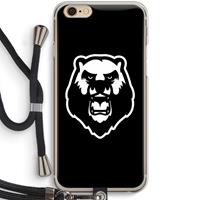 CaseCompany Angry Bear (black): iPhone 6 / 6S Transparant Hoesje met koord