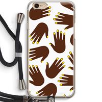 CaseCompany Hands dark: iPhone 6 / 6S Transparant Hoesje met koord