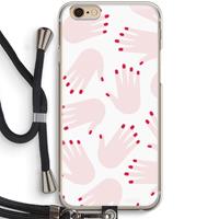CaseCompany Hands pink: iPhone 6 / 6S Transparant Hoesje met koord