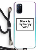 CaseCompany Black is my happy color: Oppo A92 Transparant Hoesje met koord