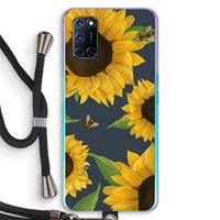 CaseCompany Sunflower and bees: Oppo A92 Transparant Hoesje met koord