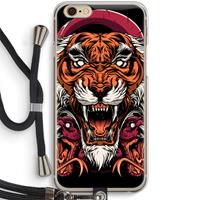 CaseCompany Tiger and Rattlesnakes: iPhone 6 / 6S Transparant Hoesje met koord