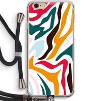 CaseCompany Colored Zebra: iPhone 6 / 6S Transparant Hoesje met koord