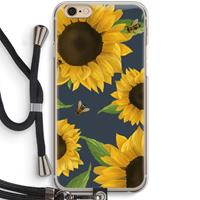 CaseCompany Sunflower and bees: iPhone 6 / 6S Transparant Hoesje met koord