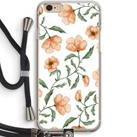 CaseCompany Peachy flowers: iPhone 6 / 6S Transparant Hoesje met koord