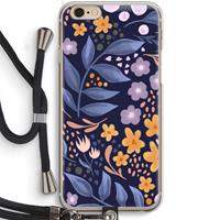 CaseCompany Flowers with blue leaves: iPhone 6 / 6S Transparant Hoesje met koord