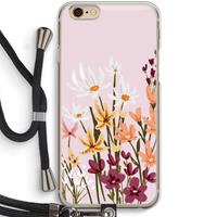 CaseCompany Painted wildflowers: iPhone 6 / 6S Transparant Hoesje met koord