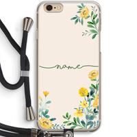 CaseCompany Gele bloemen: iPhone 6 / 6S Transparant Hoesje met koord
