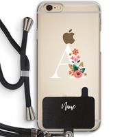 CaseCompany Pink Bouquet: iPhone 6 / 6S Transparant Hoesje met koord