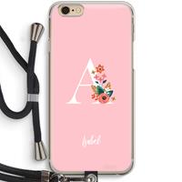 CaseCompany Pink Bouquet: iPhone 6 / 6S Transparant Hoesje met koord