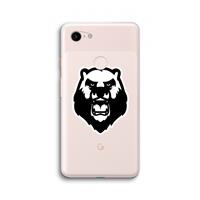 CaseCompany Angry Bear (white): Google Pixel 3 XL Transparant Hoesje
