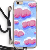 CaseCompany Roze wolken met vogels: iPhone 6 / 6S Transparant Hoesje met koord