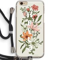 CaseCompany Hello bloemen: iPhone 6 / 6S Transparant Hoesje met koord