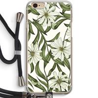 CaseCompany Wit bloemenpatroon: iPhone 6 / 6S Transparant Hoesje met koord