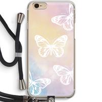 CaseCompany White butterfly: iPhone 6 / 6S Transparant Hoesje met koord