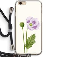 CaseCompany Purple poppy: iPhone 6 / 6S Transparant Hoesje met koord