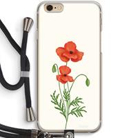 CaseCompany Red poppy: iPhone 6 / 6S Transparant Hoesje met koord