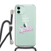 CaseCompany Sparkle quote: iPhone 11 Transparant Hoesje met koord