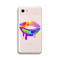 CaseCompany Lip Palette: Google Pixel 3 XL Transparant Hoesje